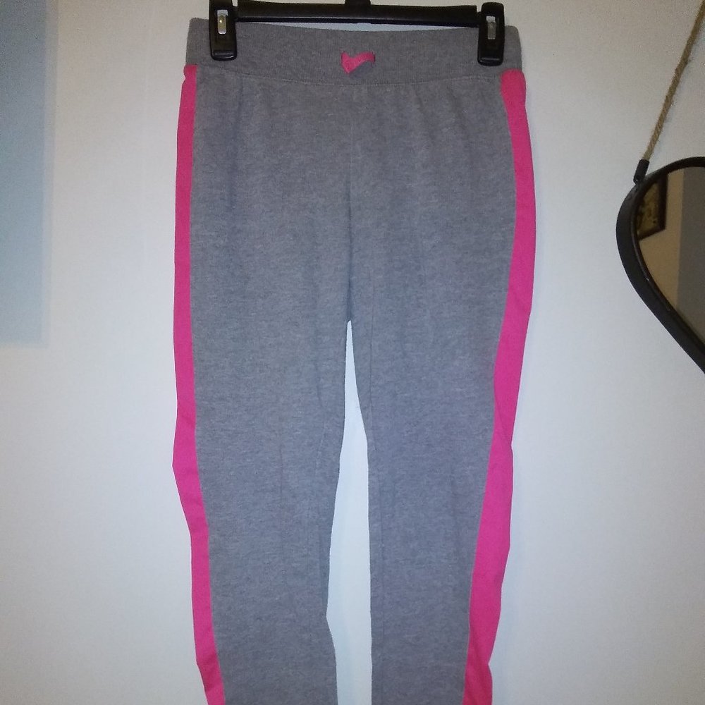 light gray joggers with pink stripes size 14